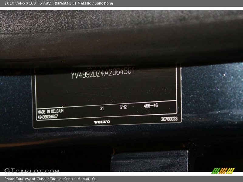 Barents Blue Metallic / Sandstone 2010 Volvo XC60 T6 AWD