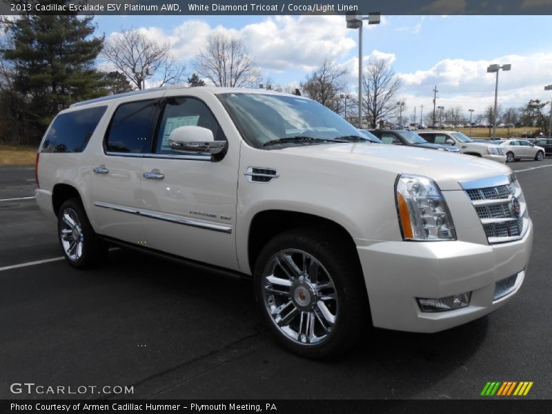 White Diamond Tricoat / Cocoa/Light Linen 2013 Cadillac Escalade ESV Platinum AWD