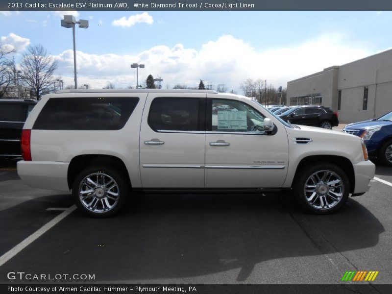 White Diamond Tricoat / Cocoa/Light Linen 2013 Cadillac Escalade ESV Platinum AWD