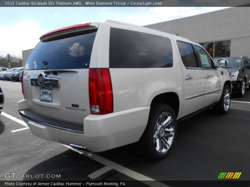 White Diamond Tricoat / Cocoa/Light Linen 2013 Cadillac Escalade ESV Platinum AWD
