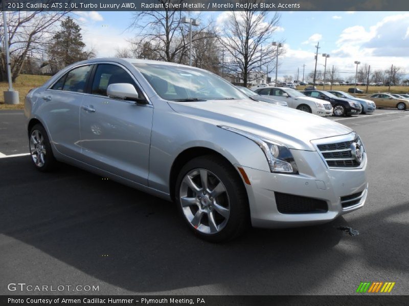 Radiant Silver Metallic / Morello Red/Jet Black Accents 2013 Cadillac ATS 2.0L Turbo Luxury AWD