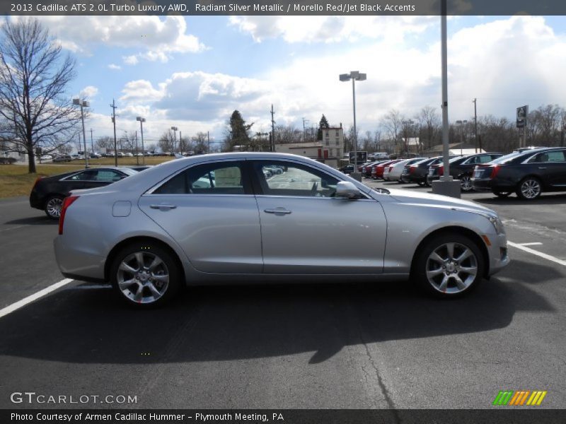 Radiant Silver Metallic / Morello Red/Jet Black Accents 2013 Cadillac ATS 2.0L Turbo Luxury AWD