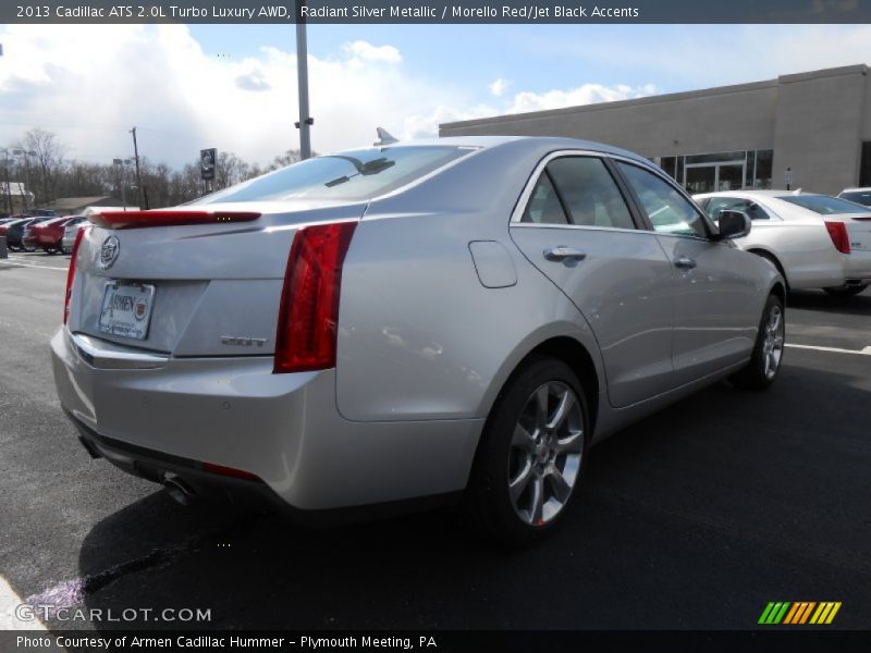 Radiant Silver Metallic / Morello Red/Jet Black Accents 2013 Cadillac ATS 2.0L Turbo Luxury AWD