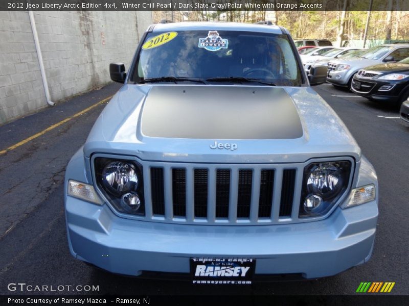 Winter Chill Pearl / Dark Slate Gray/Polar White with Orange Accents 2012 Jeep Liberty Arctic Edition 4x4