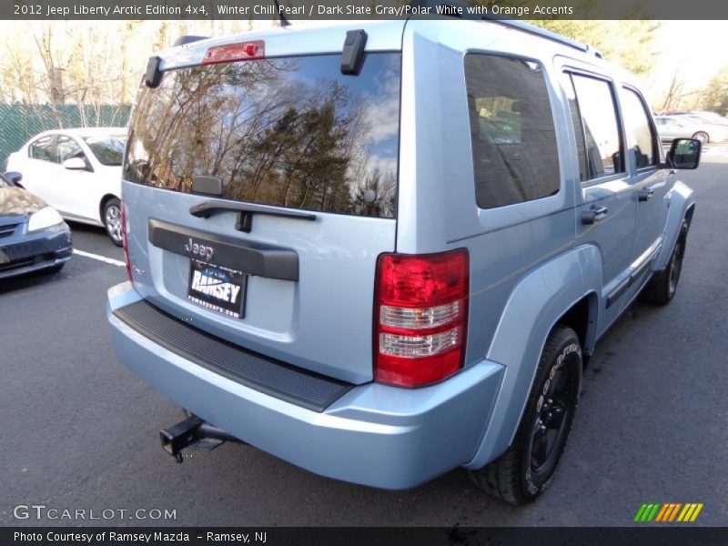 Winter Chill Pearl / Dark Slate Gray/Polar White with Orange Accents 2012 Jeep Liberty Arctic Edition 4x4