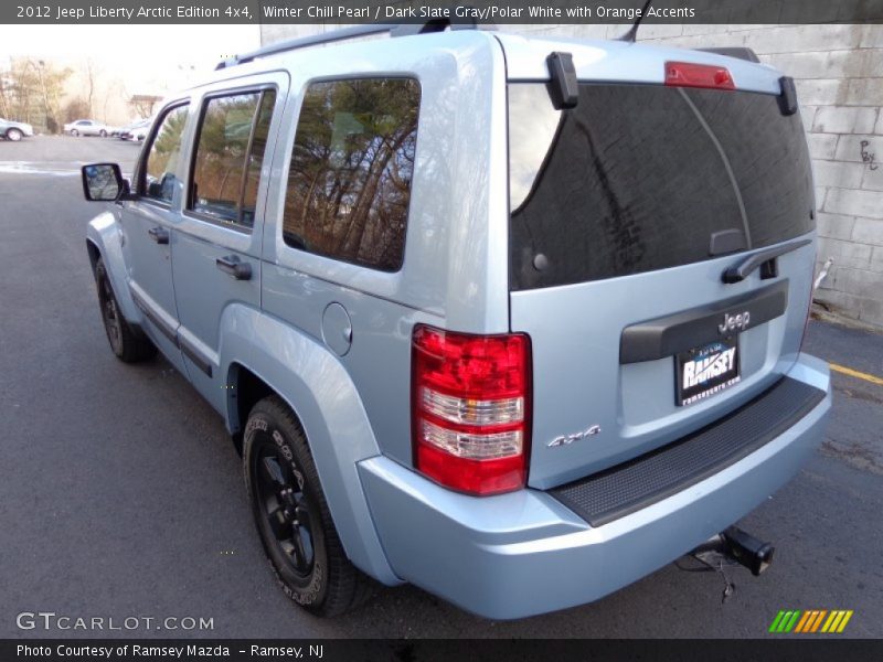 Winter Chill Pearl / Dark Slate Gray/Polar White with Orange Accents 2012 Jeep Liberty Arctic Edition 4x4