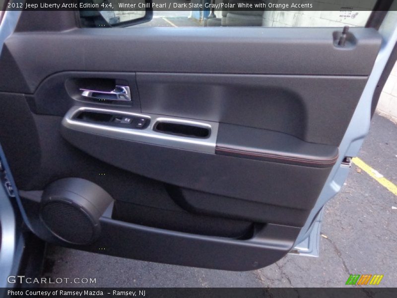 Winter Chill Pearl / Dark Slate Gray/Polar White with Orange Accents 2012 Jeep Liberty Arctic Edition 4x4