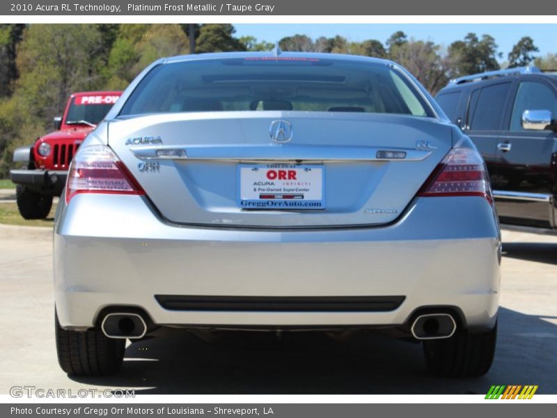 Platinum Frost Metallic / Taupe Gray 2010 Acura RL Technology