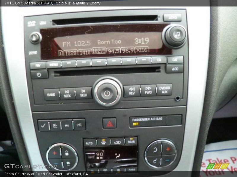 Gold Mist Metallic / Ebony 2011 GMC Acadia SLT AWD