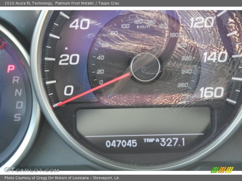 Platinum Frost Metallic / Taupe Gray 2010 Acura RL Technology