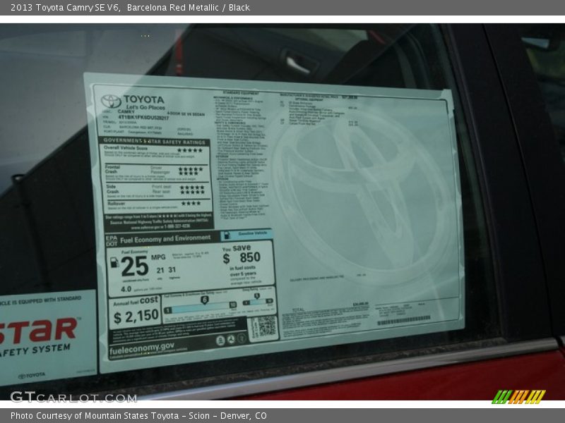 Barcelona Red Metallic / Black 2013 Toyota Camry SE V6