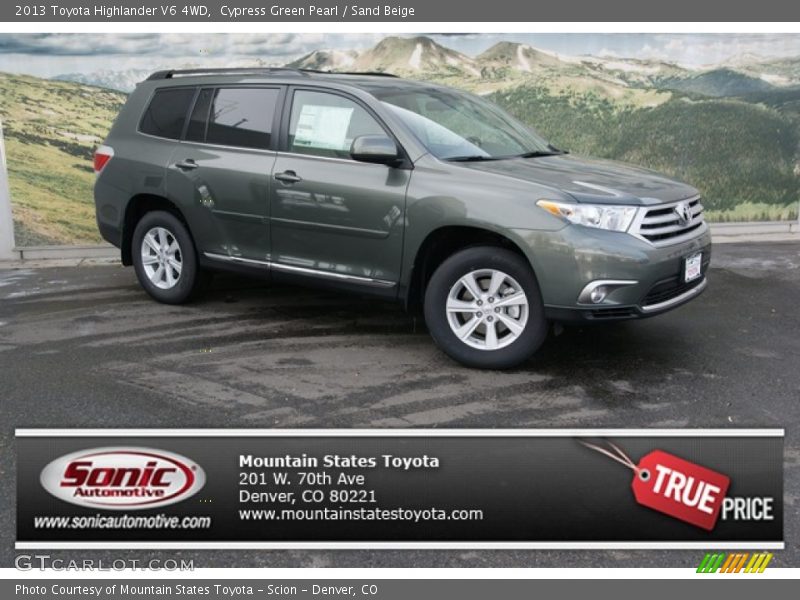 Cypress Green Pearl / Sand Beige 2013 Toyota Highlander V6 4WD