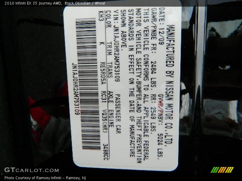 Black Obsidian / Wheat 2010 Infiniti EX 35 Journey AWD