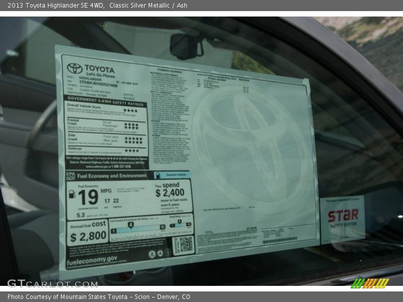 Classic Silver Metallic / Ash 2013 Toyota Highlander SE 4WD