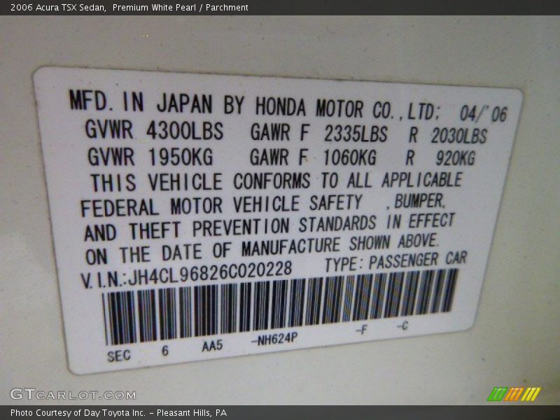 Premium White Pearl / Parchment 2006 Acura TSX Sedan