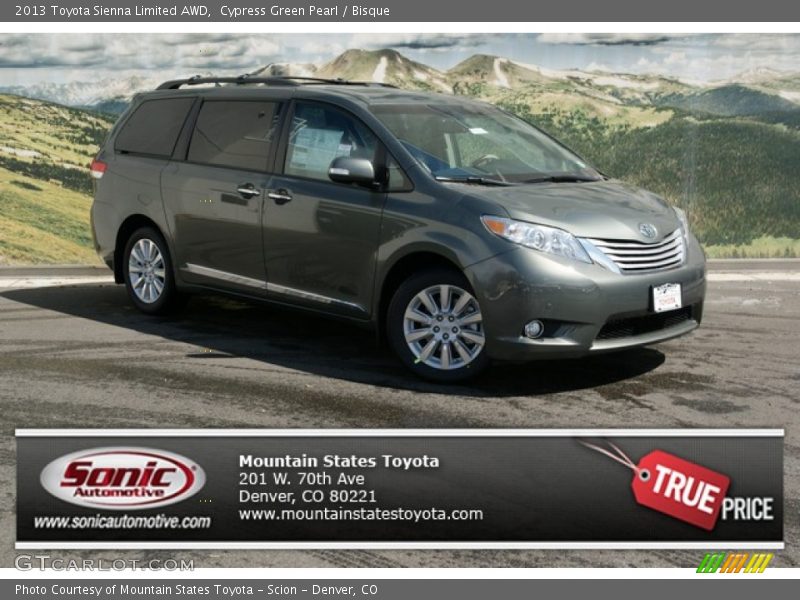 Cypress Green Pearl / Bisque 2013 Toyota Sienna Limited AWD