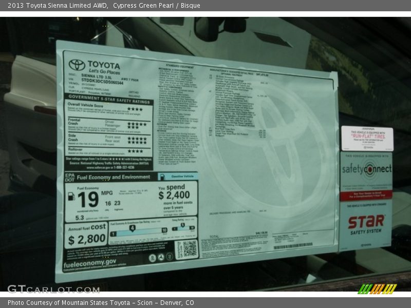Cypress Green Pearl / Bisque 2013 Toyota Sienna Limited AWD