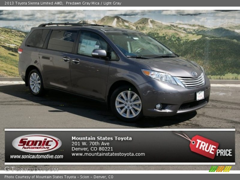 Predawn Gray Mica / Light Gray 2013 Toyota Sienna Limited AWD