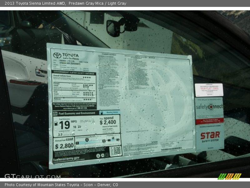 Predawn Gray Mica / Light Gray 2013 Toyota Sienna Limited AWD