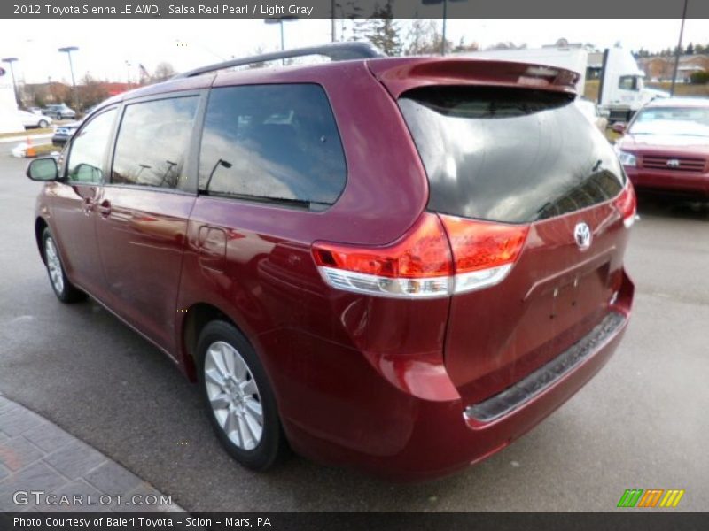 Salsa Red Pearl / Light Gray 2012 Toyota Sienna LE AWD