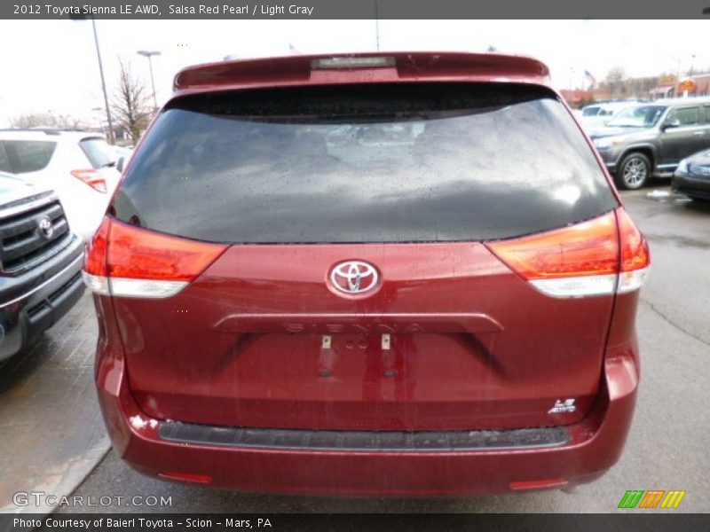 Salsa Red Pearl / Light Gray 2012 Toyota Sienna LE AWD