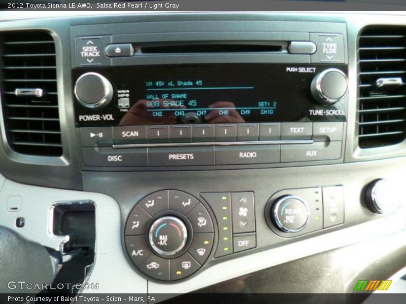 Salsa Red Pearl / Light Gray 2012 Toyota Sienna LE AWD