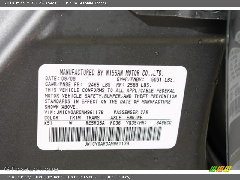 Platinum Graphite / Stone 2010 Infiniti M 35x AWD Sedan