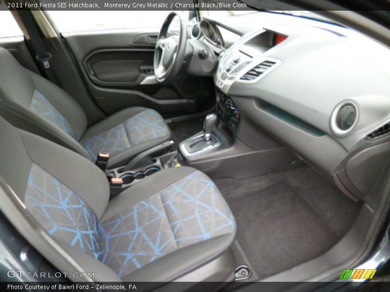 2011 Fiesta SES Hatchback Charcoal Black/Blue Cloth Interior
