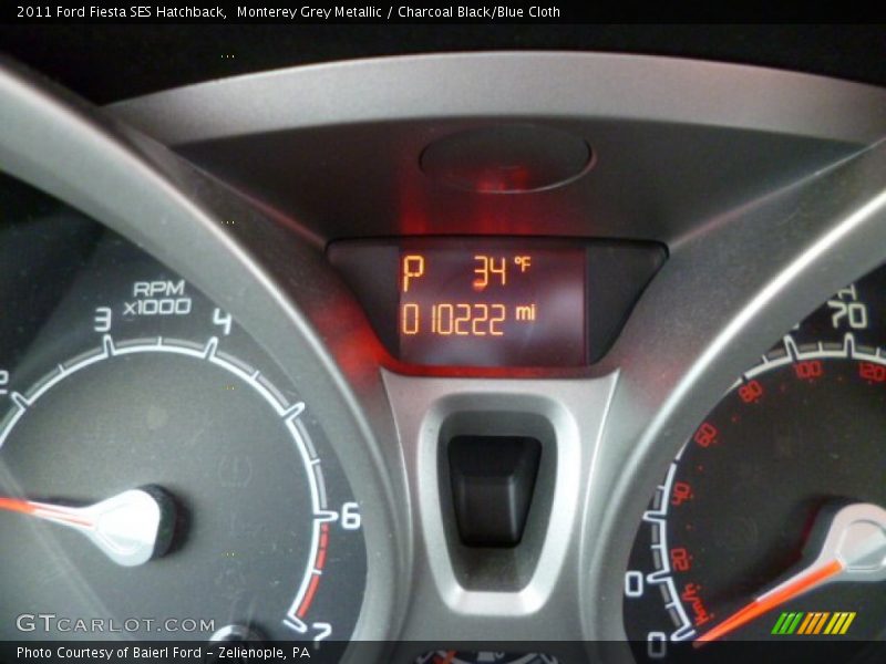 Monterey Grey Metallic / Charcoal Black/Blue Cloth 2011 Ford Fiesta SES Hatchback