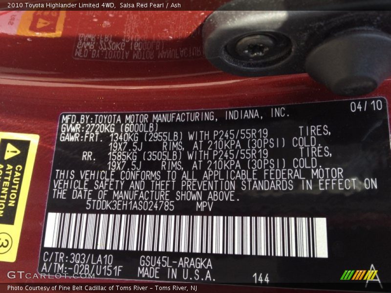 Salsa Red Pearl / Ash 2010 Toyota Highlander Limited 4WD