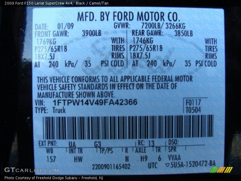 Black / Camel/Tan 2009 Ford F150 Lariat SuperCrew 4x4