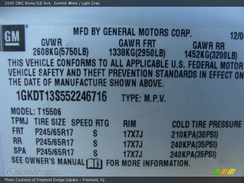 Summit White / Light Gray 2005 GMC Envoy SLE 4x4