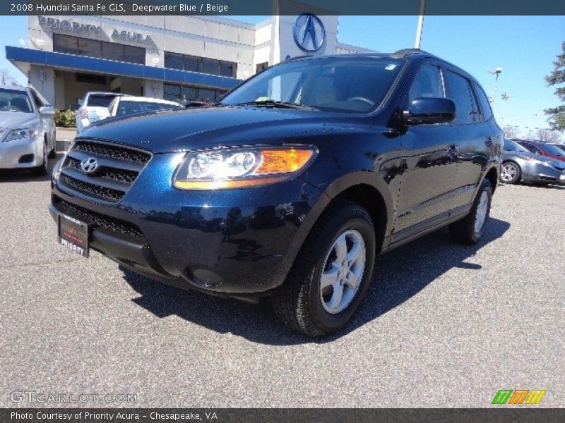 Deepwater Blue / Beige 2008 Hyundai Santa Fe GLS