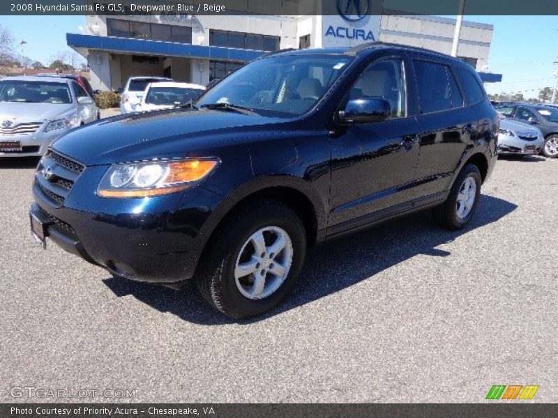 Deepwater Blue / Beige 2008 Hyundai Santa Fe GLS