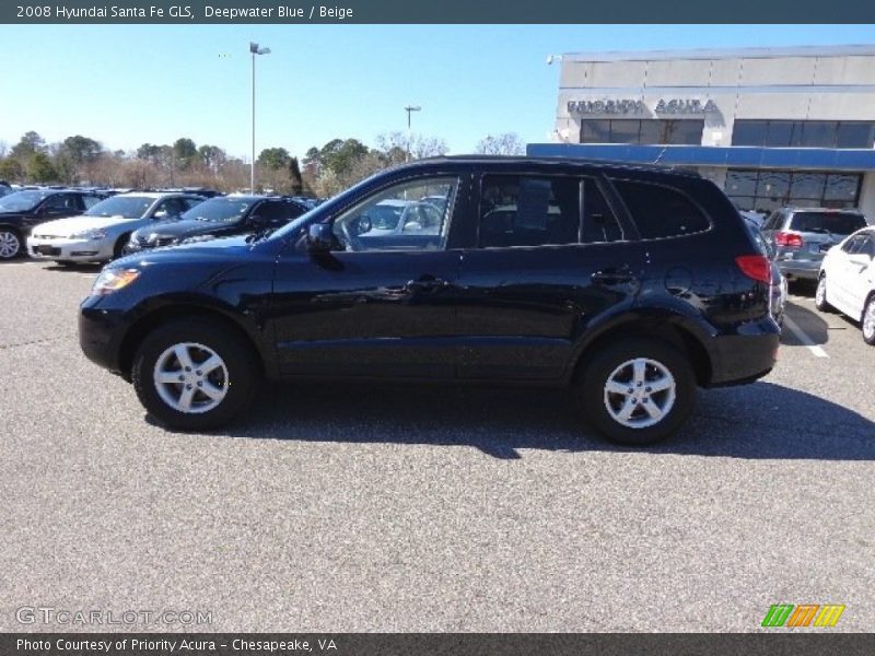 Deepwater Blue / Beige 2008 Hyundai Santa Fe GLS