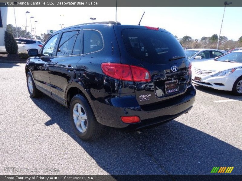 Deepwater Blue / Beige 2008 Hyundai Santa Fe GLS