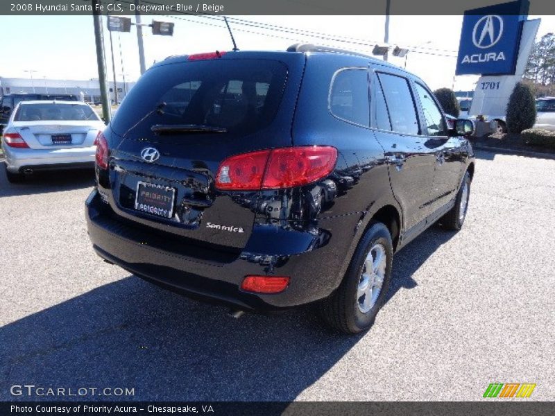 Deepwater Blue / Beige 2008 Hyundai Santa Fe GLS