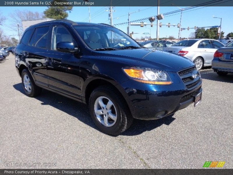 Deepwater Blue / Beige 2008 Hyundai Santa Fe GLS