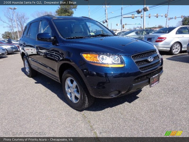 Deepwater Blue / Beige 2008 Hyundai Santa Fe GLS
