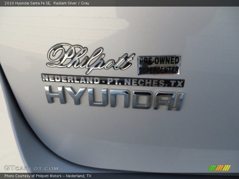 Radiant Silver / Gray 2010 Hyundai Santa Fe SE
