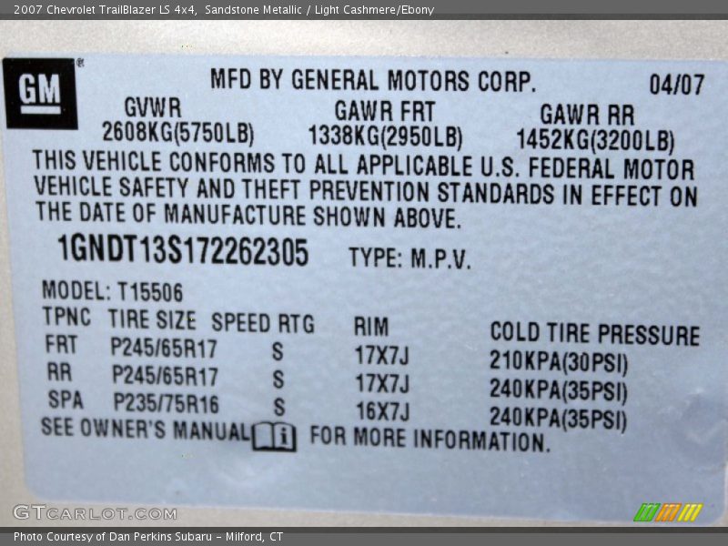 Sandstone Metallic / Light Cashmere/Ebony 2007 Chevrolet TrailBlazer LS 4x4