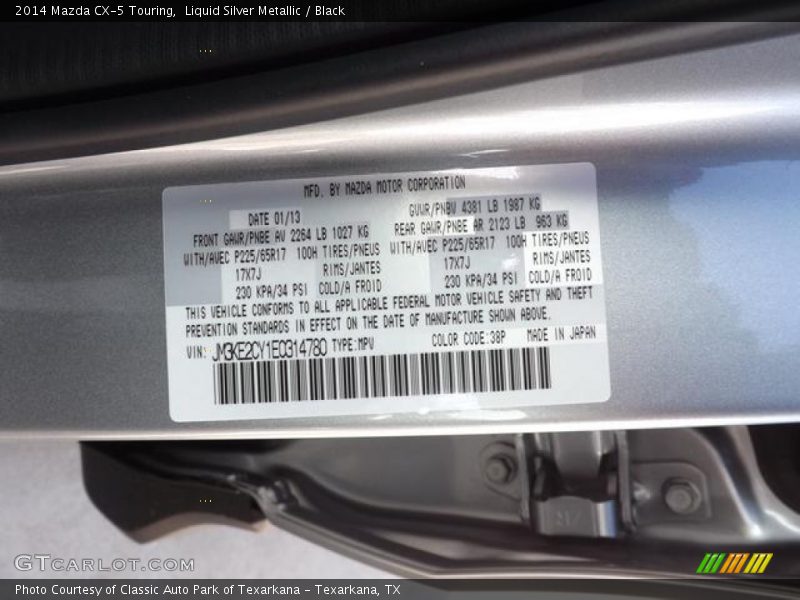 Liquid Silver Metallic / Black 2014 Mazda CX-5 Touring