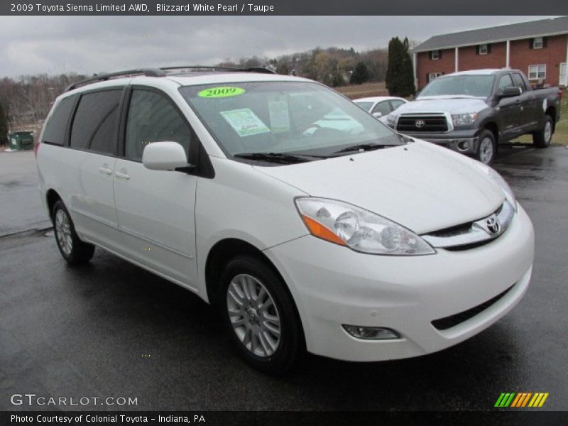 Blizzard White Pearl / Taupe 2009 Toyota Sienna Limited AWD