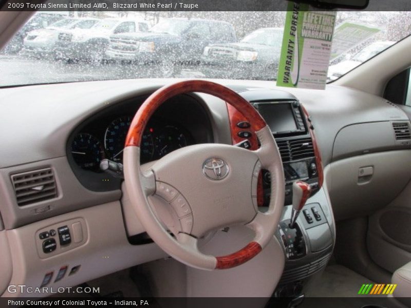 Blizzard White Pearl / Taupe 2009 Toyota Sienna Limited AWD