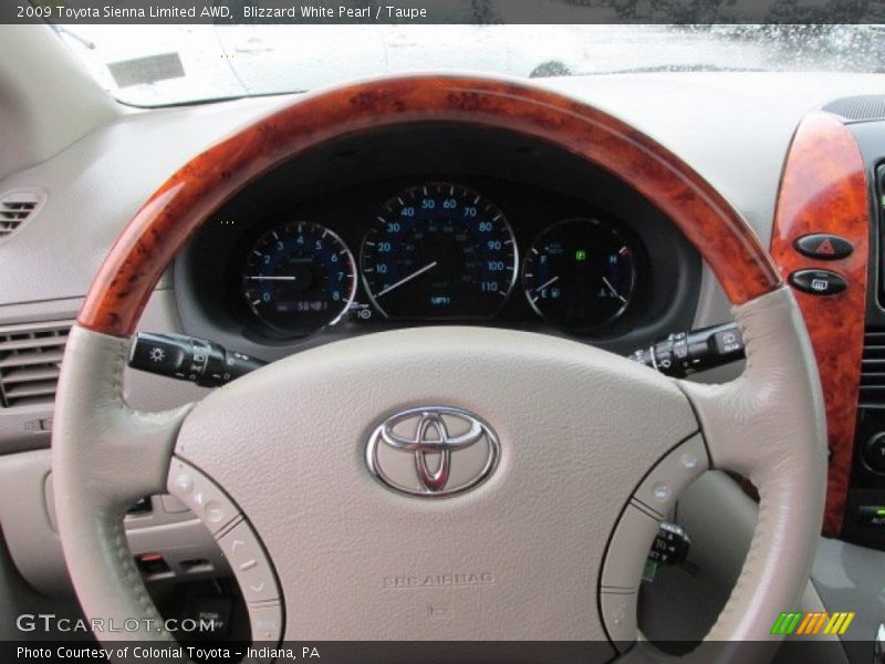 Blizzard White Pearl / Taupe 2009 Toyota Sienna Limited AWD