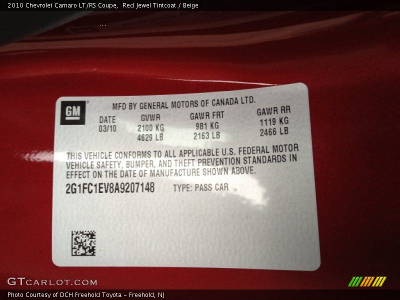 Red Jewel Tintcoat / Beige 2010 Chevrolet Camaro LT/RS Coupe