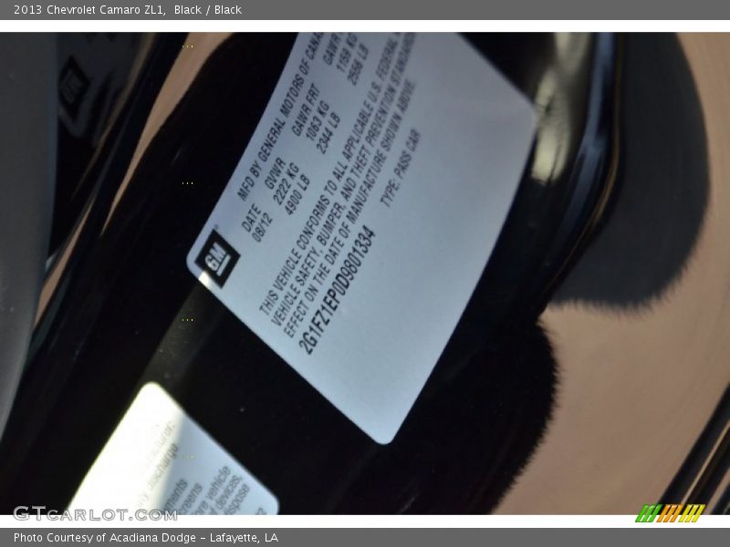Black / Black 2013 Chevrolet Camaro ZL1