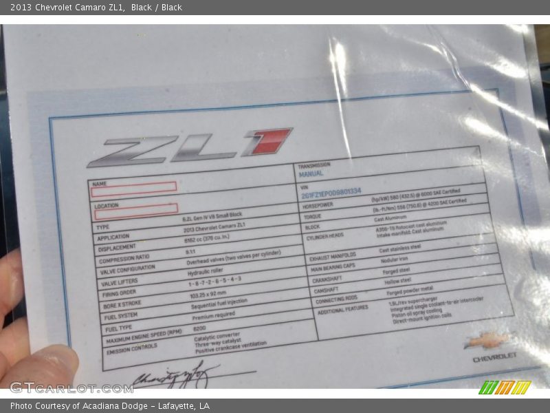 Black / Black 2013 Chevrolet Camaro ZL1