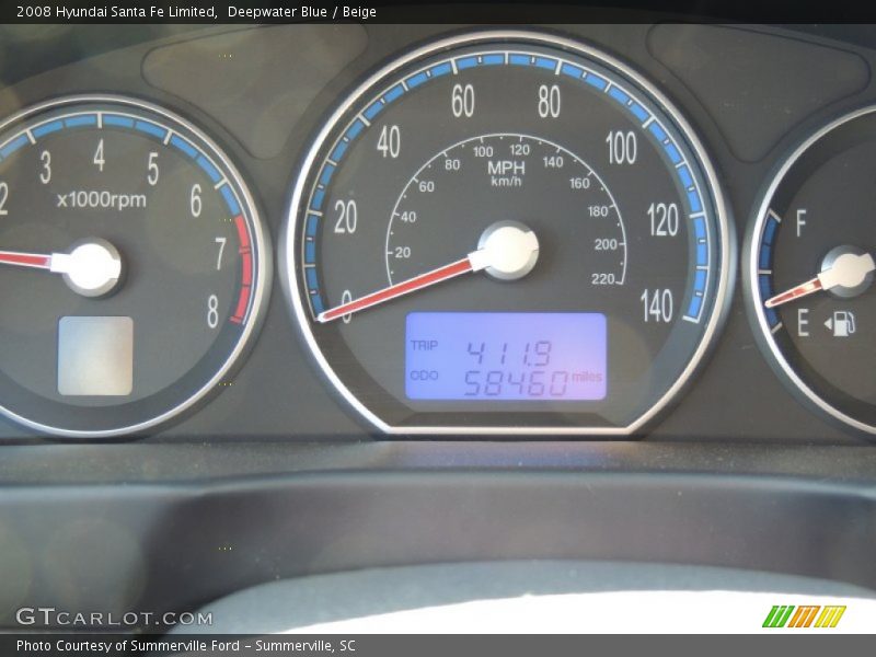 Deepwater Blue / Beige 2008 Hyundai Santa Fe Limited