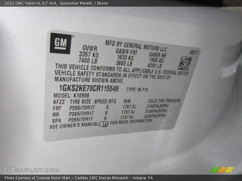 Quicksilver Metallic / Ebony 2012 GMC Yukon XL SLT 4x4